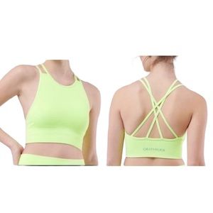 GILLY HICKS High Neck Ribbed Neon Tank Top Sports
Bra Size Small